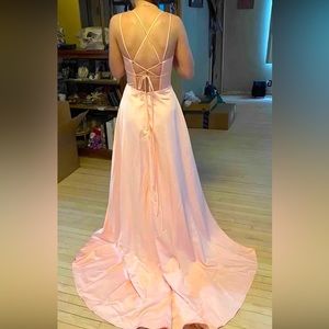 Used in good condition long prom dress size 4. PromGirl blush pink.